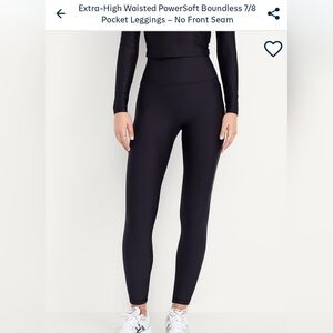 Old Navy Ex High-waisted PowerSoft Boundless 7/8 Pocket Leggings No Front Seam